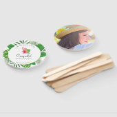 ピンクフラミンゴ水彩ルアウ（ハワイ式宴会）卒業写真 ハンドファン (組立なし)