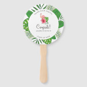 ピンクフラミンゴ水彩ルアウ（ハワイ式宴会）卒業写真 ハンドファン (正面)