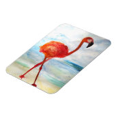 ピンクフラミンゴ水彩画フォトマグネット マグネット (左側)