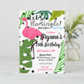 ピンクフラミンゴ水玉模様サマーフラミングルパーティー 招待状 (スタンド正面)