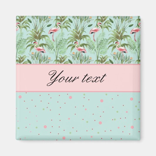 ピンクフラミンゴ水玉模様 マグネット (正面)