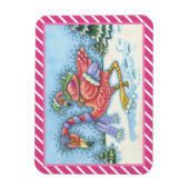 ピンクフラミンゴ深い雪クリスマスマグネット長方形 マグネット (縦)