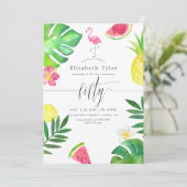 ピンクフラミンゴ熱帯エキゾチック50歳の誕生日パーティー 招待状 (スタンド正面)