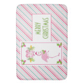 ピンクフラミンゴ熱帯クリスマス バスマット (正面縦)