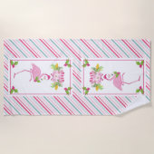 ピンクフラミンゴ熱帯クリスマス ビーチタオル (正面)