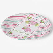 ピンクフラミンゴ熱帯クリスマス ペーパープレート (アングル)