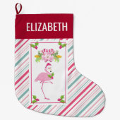 ピンクフラミンゴ熱帯クリスマス ラージクリスマスストッキング (正面)