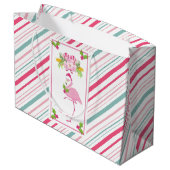 ピンクフラミンゴ熱帯クリスマス ラージペーパーバッグ (裏面アングル)
