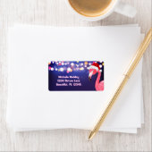 ピンクフラミンゴ熱帯ビーチクリスマスアドレス ラベル (インサイチュ)