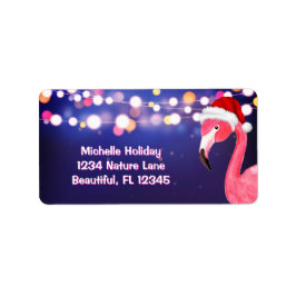 ピンクフラミンゴ熱帯ビーチクリスマスアドレス ラベル