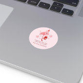 ピンクフラミンゴ熱帯ビーチクリスマスウォーター色 ラウンドシール