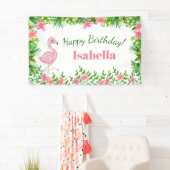 ピンクフラミンゴ熱帯少女の誕生日パーティー 横断幕 (インサイチュ)