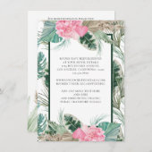 ピンクフラミンゴ熱帯結婚詳細 エンクロージャーカード (正面/裏面)