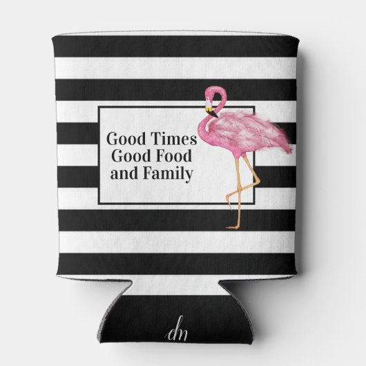 ピンクフラミンゴ白黒お祝い懇親会 缶クーラー (裏面)