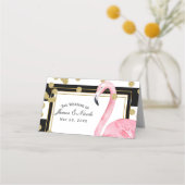 ピンクフラミンゴ白黒金ゴールドテーブル番号 プレイスカード (正面)