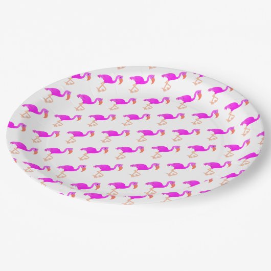 ピンクフラミンゴ紙プレート – お使いのカラー ペーパープレート (アングル)