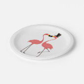 ピンクフラミンゴ結婚のブライダルシャワーラブルアウ(ハワイ式宴会) ペーパープレート (アングル)