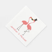 ピンクフラミンゴ結婚スブライダルシャワー熱帯ルアウ(ハワイ式宴会) スタンダードランチョンナプキン (角)