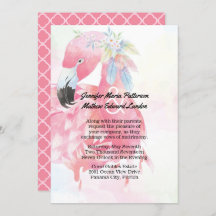 ピンクフラミンゴ結婚式招待状