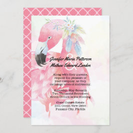 ピンクフラミンゴ結婚式招待状 招待状