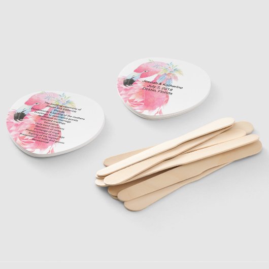 ピンクフラミンゴ結婚式 プログラムファン ハンドファン (組立なし)