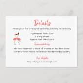 ピンクフラミンゴ結婚詳細熱帯夏ルアウ（ハワイ式宴会） エンクロージャーカード (正面)