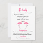 ピンクフラミンゴ結婚詳細熱帯夏ルアウ（ハワイ式宴会） 招待状 (正面)