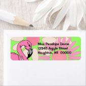 ピンクフラミンゴ花弁花カモフラージリターンラベル ラベル (インサイチュ)