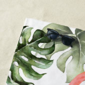 ピンクフラミンゴ花、金ゴールド紙吹雪ヤシの葉 ビーチタオル (インサイチュ)