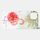 ピンクフラミンゴ花、金ゴールド紙吹雪ヤシの葉 Case-Mate iPhoneケース (裏面 (横))