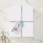 ピンクフラミンゴ葉パーム誕生日30日 ギフトタグ (より糸付き)