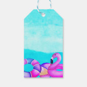 ピンクフラミンゴ誕生日プールパーティー名 ギフトタグ (裏面)
