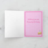 ピンクフラミンゴ誕生日折りグリーティングカード カード (内部)