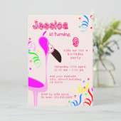 ピンクフラミンゴ誕生日 招待状 (スタンド正面)