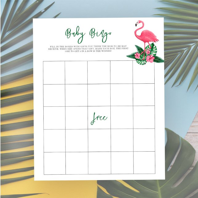 ピンクフラミンゴ赤ちゃんシャワー – ベビービンゴゲーム (クリエイターアップロード済み)