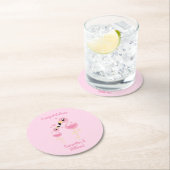 ピンクフラミンゴ赤ちゃんシャワー ラウンドペーパーコースター (インサイチュ)