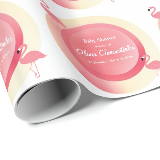 ピンクフラミンゴ赤ちゃんシャワー |折り返し紙 ラッピングペーパー (ロールコーナー)