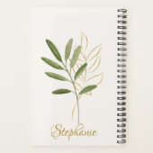 ピンクフラミンゴ金ゴールドスクリプト水カラーイラスト プランナー手帳 (裏面)