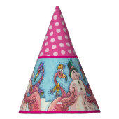 ピンクフラミンゴ雪だるまおもしろいホリデーパーティーハット パーティーハット (右)