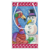 ピンクフラミンゴ雪だるまクリスマス抱き枕小 スモールペーパーバッグ (裏面)