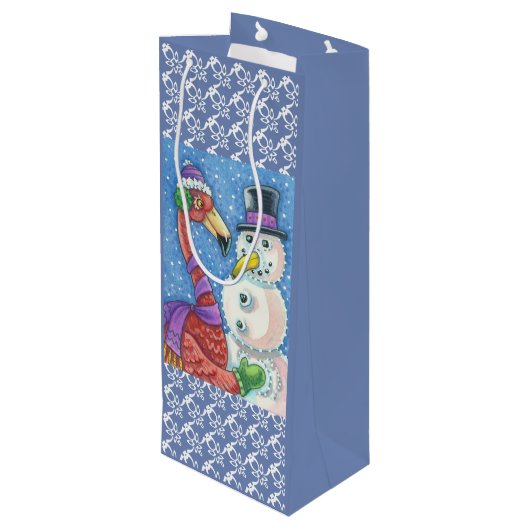 ピンクフラミンゴ雪だるまクリスマス抱き枕 – ワイン ワインギフトバッグ (裏面アングル)