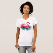ピンクフラミンゴ鳥サブリメーション Tシャツ (正面フル)