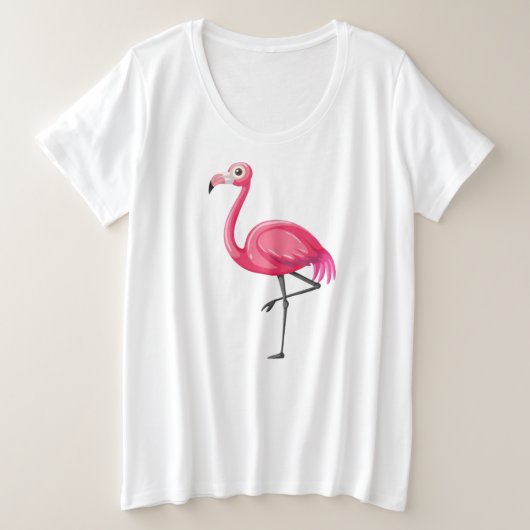 ピンクフラミンゴ鳥–89686 プラスサイズTシャツ (デザイン正面)