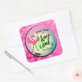 ピンクフラミンゴ1日または1日あなたが決定引用文 スクエアシール