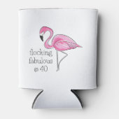 ピンクフラミンゴ40歳で最高 缶クーラー (正面)