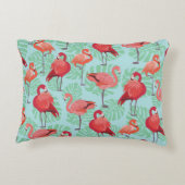 ピンクフラミンゴ:エキゾチックなシームレスパターン。 アクセントクッション (裏面)