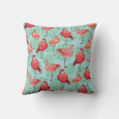 ピンクフラミンゴ：エキゾチックなシームレスパターン。 クッション (裏面)