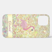 ピンクフラミンゴ グリッター ボケ コンフェティ Case-Mate iPhoneケース (裏面 (横))