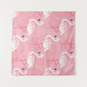 ピンクフラミンゴ：シームレスなヴィンテージイラストレーション。 タペストリー (正面(横))