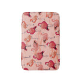 ピンクフラミンゴ：シームレストロピカルパターン バスマット (正面縦)